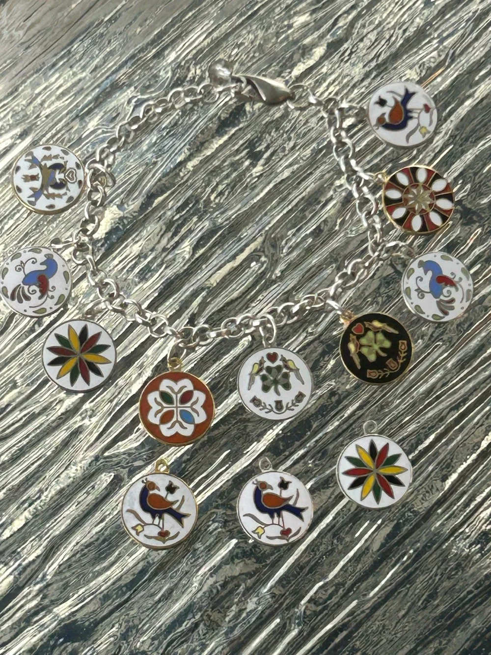 Vintage Deadstock Hoffman PA Dutch Enamel Hex Sign Charm Bracelet/Charms Rare